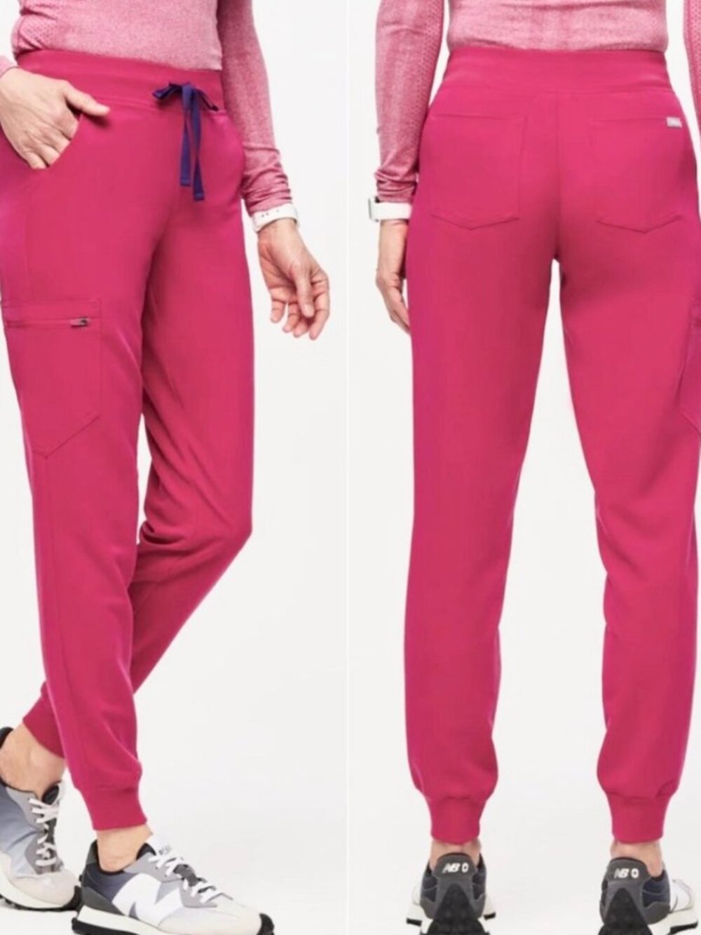 FIGS Zamora High-Waisted Jogger Scrub Pants Ultra Rose Size XL - Picture 2 of 12